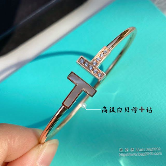 Tiffany飾品 蒂芙尼女士專櫃爆款T Square松石帶鑽雙t手鐲  zgt1669